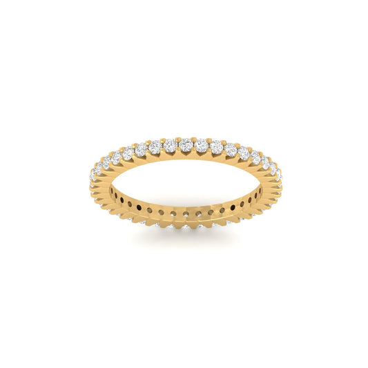 Wedding Band 2CT Round Cut Diamond Eternity Ring in 18K Yellow Gold Over Sterling Silver
