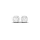 Cushion Cut Blue Sapphire and Red Ruby Halo Stud Earrings | 18K Yellow Gold Over Sterling Silver