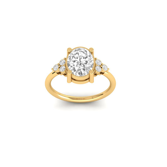 2.60ct Oval Moissanite D Color VVS1 Clarity Lab Created Diamond Rings 14K Yellow 4 Prong Moissanite Engagement Rings for Women