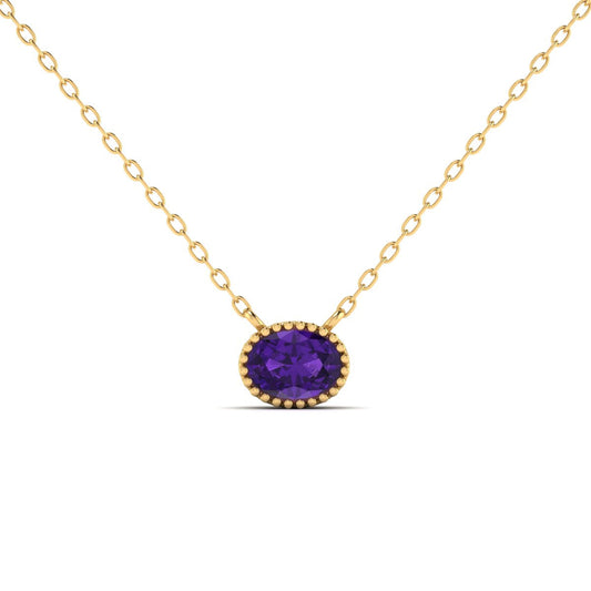 1.0CT Oval Purple Pendant Necklace In Sterling Silver