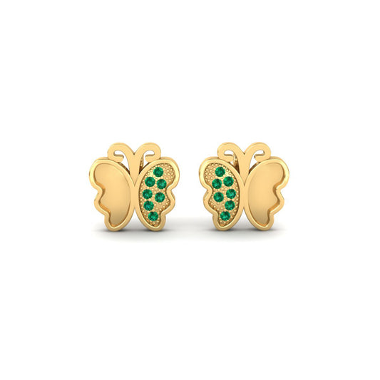 True Elegant Everyday Elegance Emerald Butterfly Stud Earrings In 18kt Gold Over Sterling Silver
