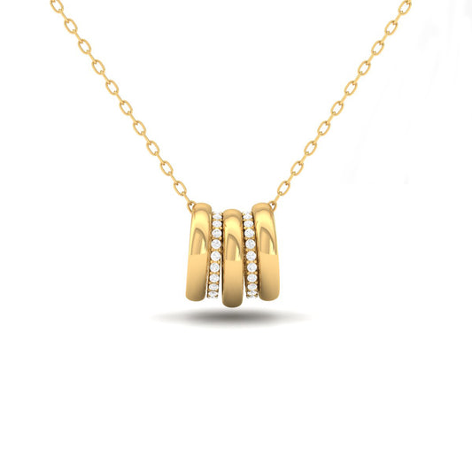 Triple Hoop Pendant Necklace – 18K Yellow Gold Over Sterling Silver with