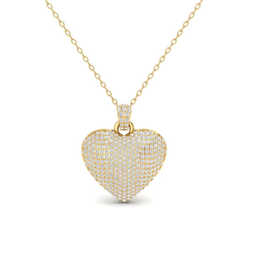 5.0CT Moissanite Diamond Pave Set Big Heart Pendant In Sterling Silver