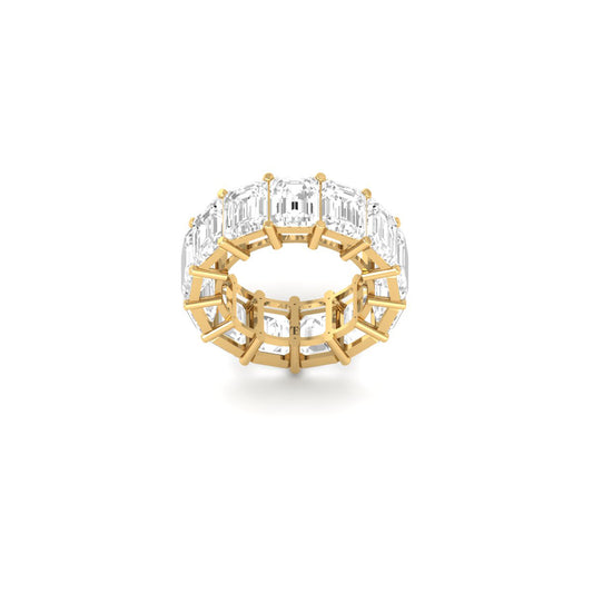 Emerald Cut Full Eternity Band Ring, Statement Gold Ring, Bold Engagement Ring, Big Anniversary Ring for Women
