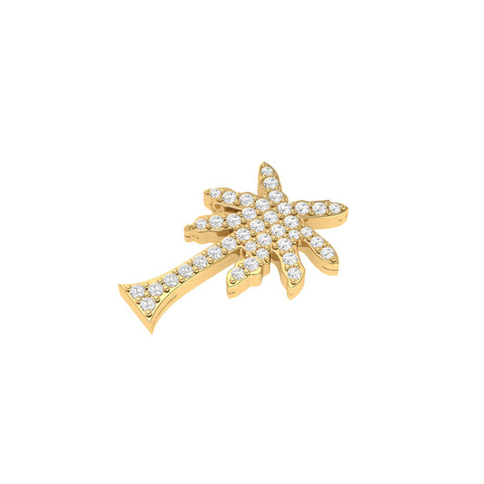 1.00Ct Round Cut Diamond Palm Tree Pendant in 18K Yellow Gold Over Sterling Silver with Chain