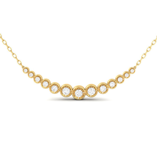 Moissanite Bezel Set Curved Bar Necklace