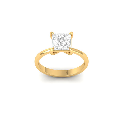 Princess Cut Solitaire Ring, Promise Engagement Ring, Dainty Minimalist Jewelry, Handmade Gift for Her