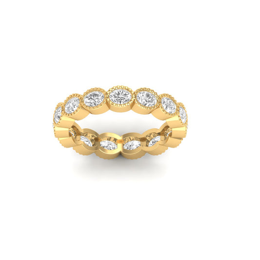 2CT Oval Cut Diamond Eternity Wedding Band Ring in 18K Yellow Gold Over Sterling Silver