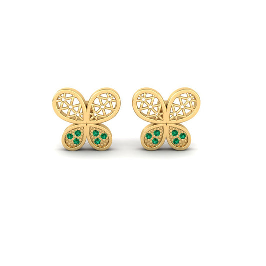 True Elegant Emerald Tiny Stud Earrings in 18kt Gold Over Sterling Silver