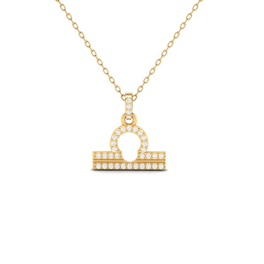 Libra Zodiac Moissanite Necklace 14K Gold Plated