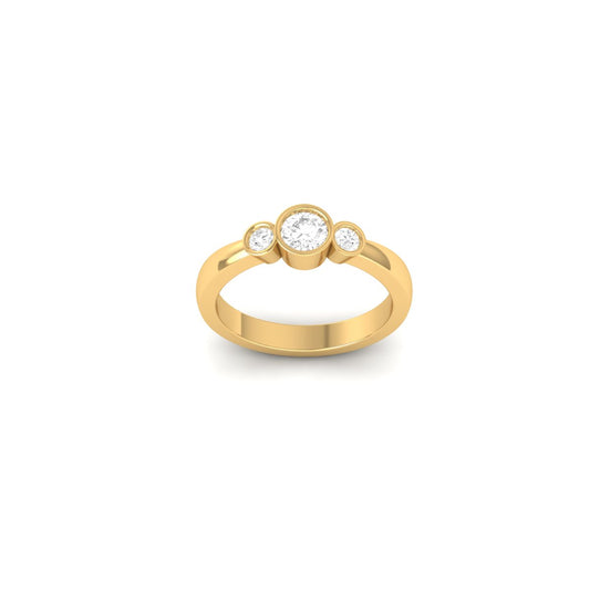 3-Stone Moissanite Bezel Set Engagement Ring | 14K White Gold Plated Sterling Silver | Modern Women's Ring