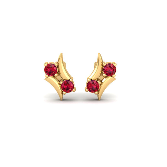 0.50 CT Red Ruby and Dainty Diamond Women’s Stud Earrings in 18K Yellow Gold Over – Elegant Handmade Gift
