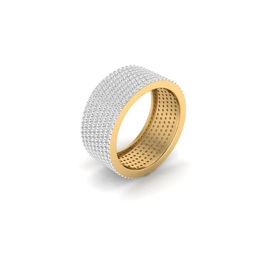 Round Cut Lab Created Moissanite Diamond Wide Band Ring In 18kt Gold Over Sterling Silver Stacking Band Ring For Men (G-H Color