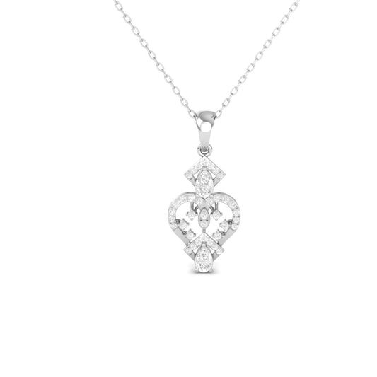 Vintage-Inspired Heart Diamond Pendant Necklace | 18K White Gold Over Sterling Silver