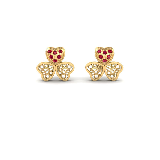 True Elegant 18kt Gold Over Sterling Silver Red Garnet Tiny Stud Earrings