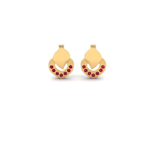 Elegant Charming Garnet Studs Earrings 18kt Gold Over Sterling Silver