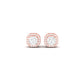 Cushion Cut Blue Sapphire and Red Ruby Halo Stud Earrings | 18K Yellow Gold Over Sterling Silver