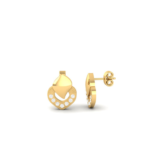 Leaf Drop Diamond Stud Earrings 18K Yellow Gold Over Sterling Silver Earrings for Women