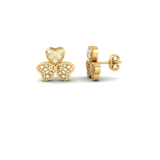 Elegant Moissanite Diamond Tiny Stud Earrings in 18kt Gold Over Sterling Silver