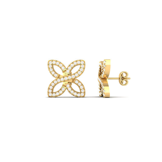 True Elegant Moissanite Diamond Clover Stud Earrings 18kt Gold Over Sterling Silver