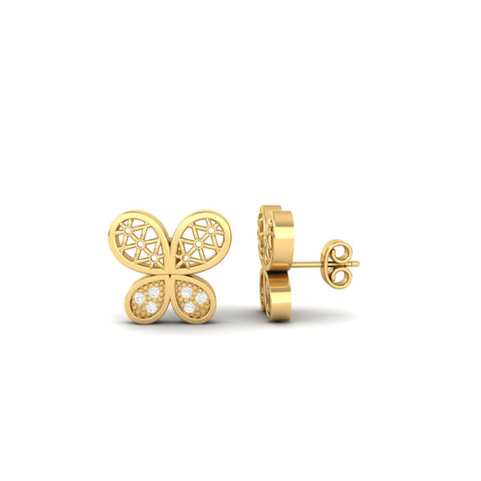 True Elegant Moissanite Diamond Tiny Stud Earrings in 18kt Gold Over Sterling Silver
