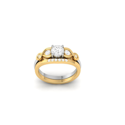 Infinity Design Round Cut Wedding Ring Set | Two Tone Gold Over 925 Silver | True Elegant Bridal Jewelry
