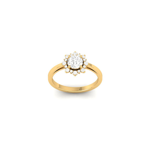 Floral Halo Solitaire Engagement Ring for Women in 925 Sterling Silver – Dainty Promise Ring