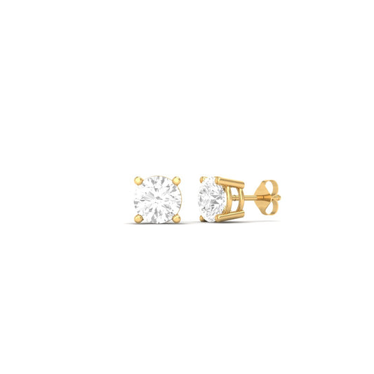 1.0CT Moissanite Solitaire Stud Earrings – 18K Yellow Gold Over Sterling Silver