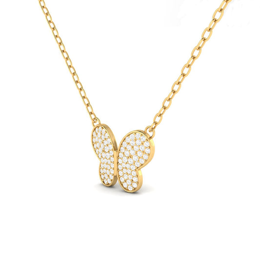 Butterfly Diamond Pendant for Women in 18K Yellow Gold Plated Sterling Silver