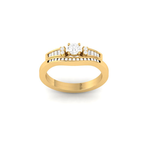 2PC Baguette & Round Cut Wedding Ring Set for Women | 18K Gold Over Sterling Silver | True Elegant Engagement Jewelry
