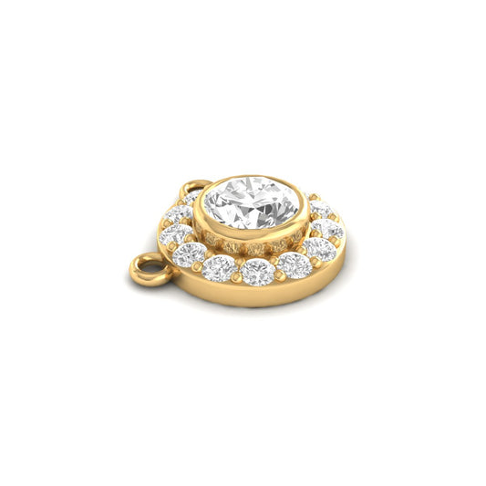 Round Cut Halo Diamond Pendant Necklace in 18K Yellow Gold Over Sterling Silver