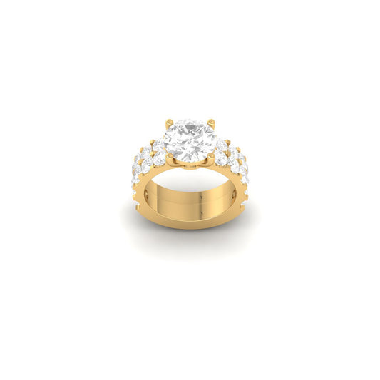 Round Cut Bold Solitaire Engagement Ring | Classic Statement Wedding Ring in Gold Over Sterling Silver | True Elegant Design