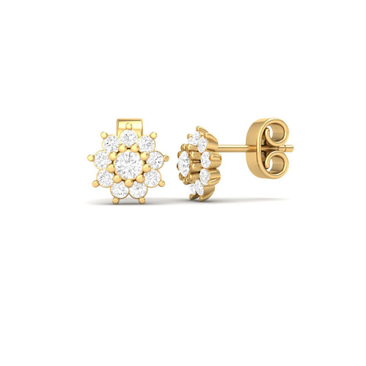True Elegant Moissanite Diamond Cluster Flower Earrings 18kt Gold Over Sterling Silver