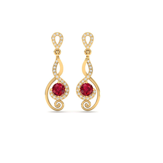 True Elegant Garnet Moissanite Dangle Earrings In Sterling Silver