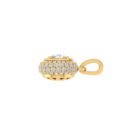 Round Cut Cluster Diamond Women’s Pendant for Her in 18K Yellow Gold Over Sterling Silver