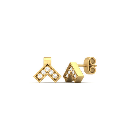 True Elegant Chevron Moissanite Diamond Stud Earrings 18kt Gold Over Sterling Silver