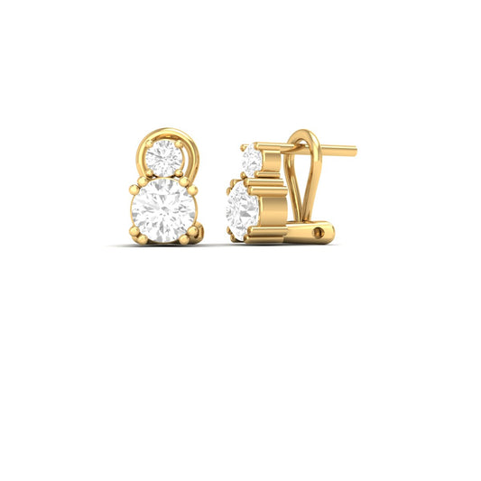 True Elegant Double Round Moissanite Stud Earrings-18kt Gold Over Sterling Silver