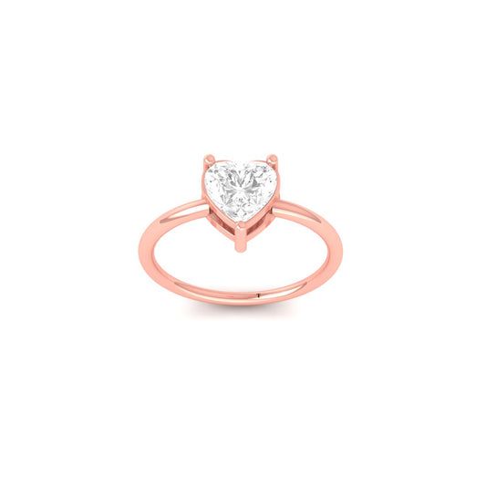 Heart Shaped Solitaire Ring for Her, 14k Yellow Gold Plated Promise Ring, Handmade Dainty Engagement Ring, Valentine Gift for Women