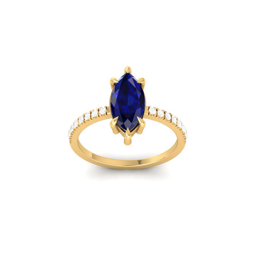 1.50CT Marquise Cut Blue Sapphire and Moissanite Engagement Ring for Women