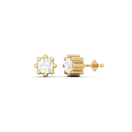 6-Prong Solitaire Diamond Stud Earrings – 18K Yellow Gold Over Sterling Silver