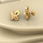 Butterfly Stud Earrings with Diamond Accents – 18K Yellow Gold Over Sterling Silver