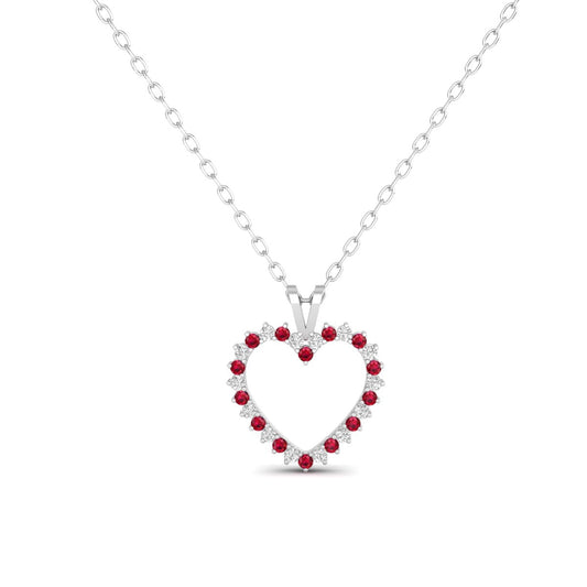1.0CT Garnet Moissanite Open Heart Pendant In 18kt Gold Over Sterling Silver