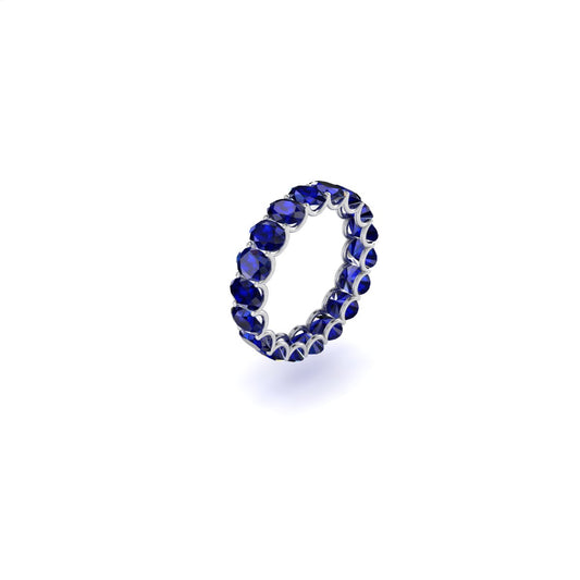 Oval Cut Blue Sapphire Full Eternity Band Ring