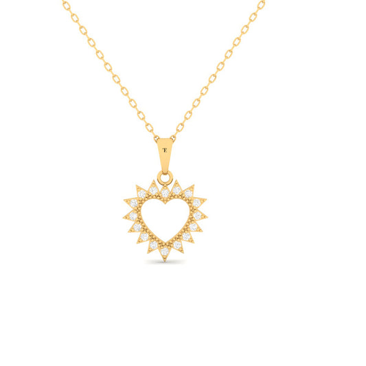 Sunburst Heart Diamond Pendant Necklace for Women in 18K Yellow Gold Over Sterling Silver