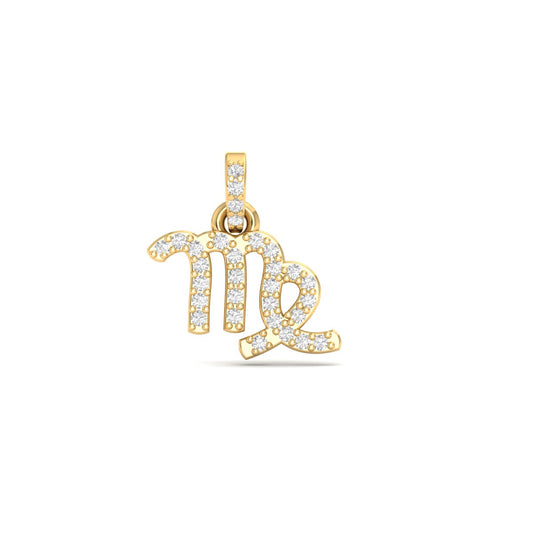 Virgo Zodiac Diamond Pendant Necklace for Women in 18K Yellow Gold Over Sterling Silver