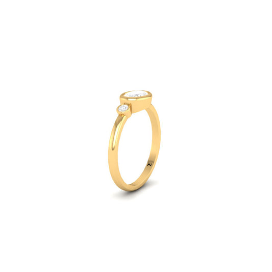 Modern Moissanite Double Bezel Ring | 18K Gold Over Sterling Silver | Dainty Solitaire Promise Ring for Her