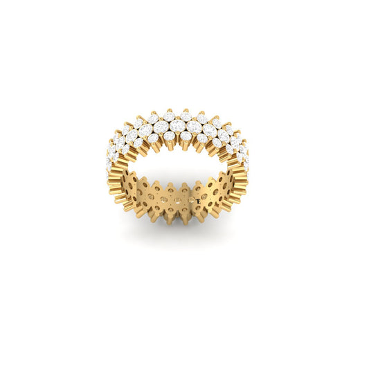 Wide Eternity Floral Diamond Band Ring for Women | 18K Yellow Gold Over Sterling Silver | Handmade Statement Ring by True Elegant