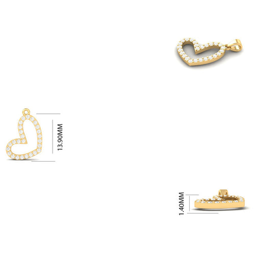 14K Gold Plated Moissanite Heart Pendant Necklace