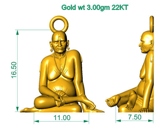 Swami Samartha Gold Pendant – Devotional Spiritual Necklace