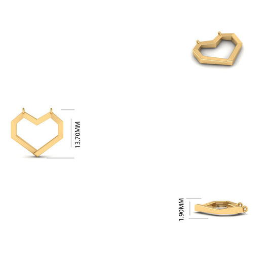 Geometric Heart Necklace 14K Gold Plated